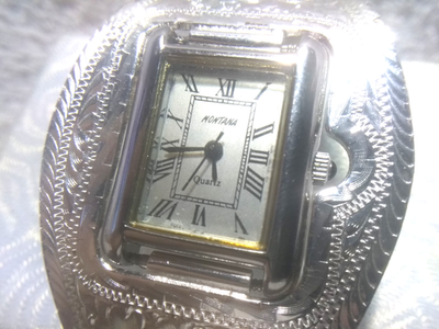 Montana Silversmiths Cuff Watch Silver Flower Filigree Gold New Bat Mint !! +Box Montana Silversmiths Cuff Watch Silver Flower Filigree Gold  main image 2