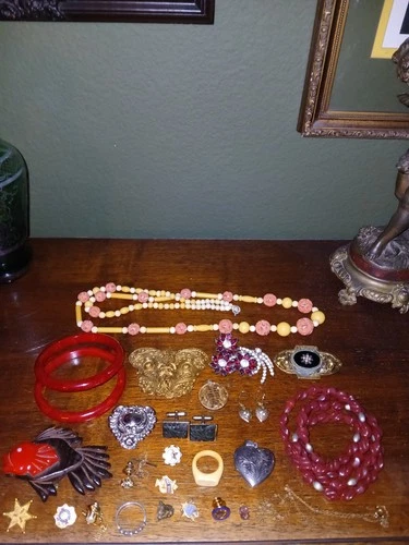 Victorian Vintage Gold Filled Bakelite Mixed Metals Jewelry Lot