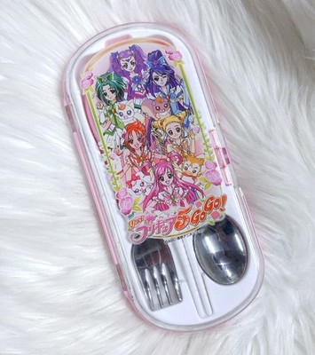 Yes! PreCure 5 GoGo! Anime Themed Fork Spoon & Chopsticks Set In Case Kawaii 