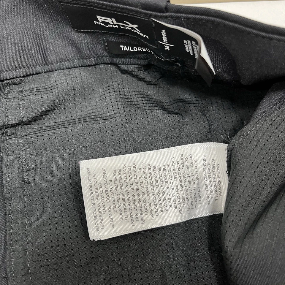 "Pantalones cortos de golf RLX Ralph Lauren para hombre ajuste a medida rendimiento, negros, talla 36x9""" Foto 4 de 4