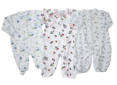 Kissy Kissy 100% Pima Cotton Newborn 0-3m Sleeper Romper Convertible Gown Snaps