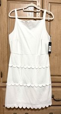 Karl Lagerfeld Paris Scuba Scalloped Mini Dress in soft white Women s Sz 12 NWT