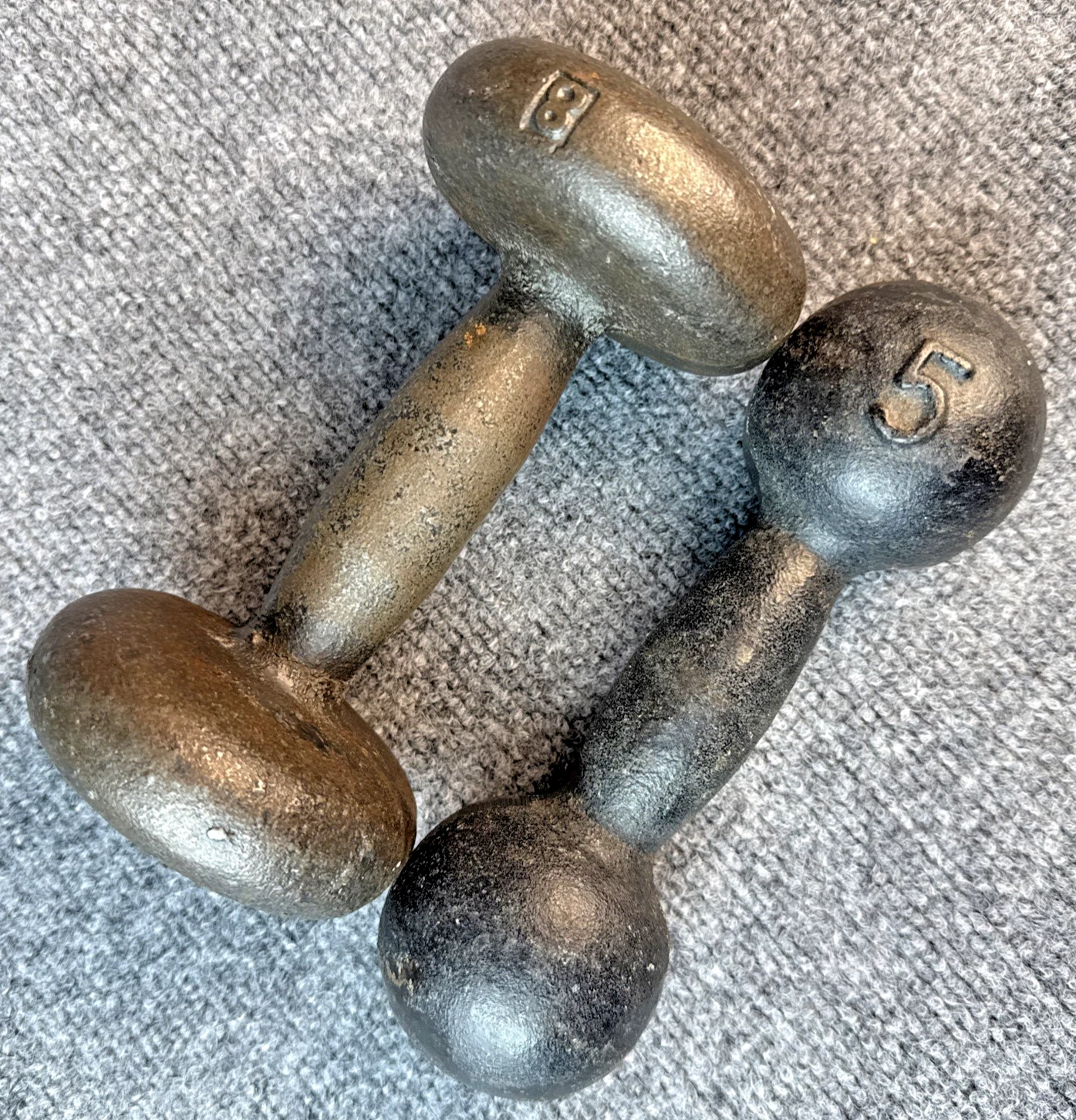 VTG WEIGHT DUMBBELL GYM BARBELL 8 & 5 POUND CAST IRON FAST FREE PRIORITY SHIP