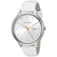 Orologio Lacoste donna Constance cassa argento pelle bianca cristallo 2001005