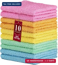 10 Pack 100 Cotton Wash Cloth Luxurious Soft 12 x 12 inch Ultra Absorbent