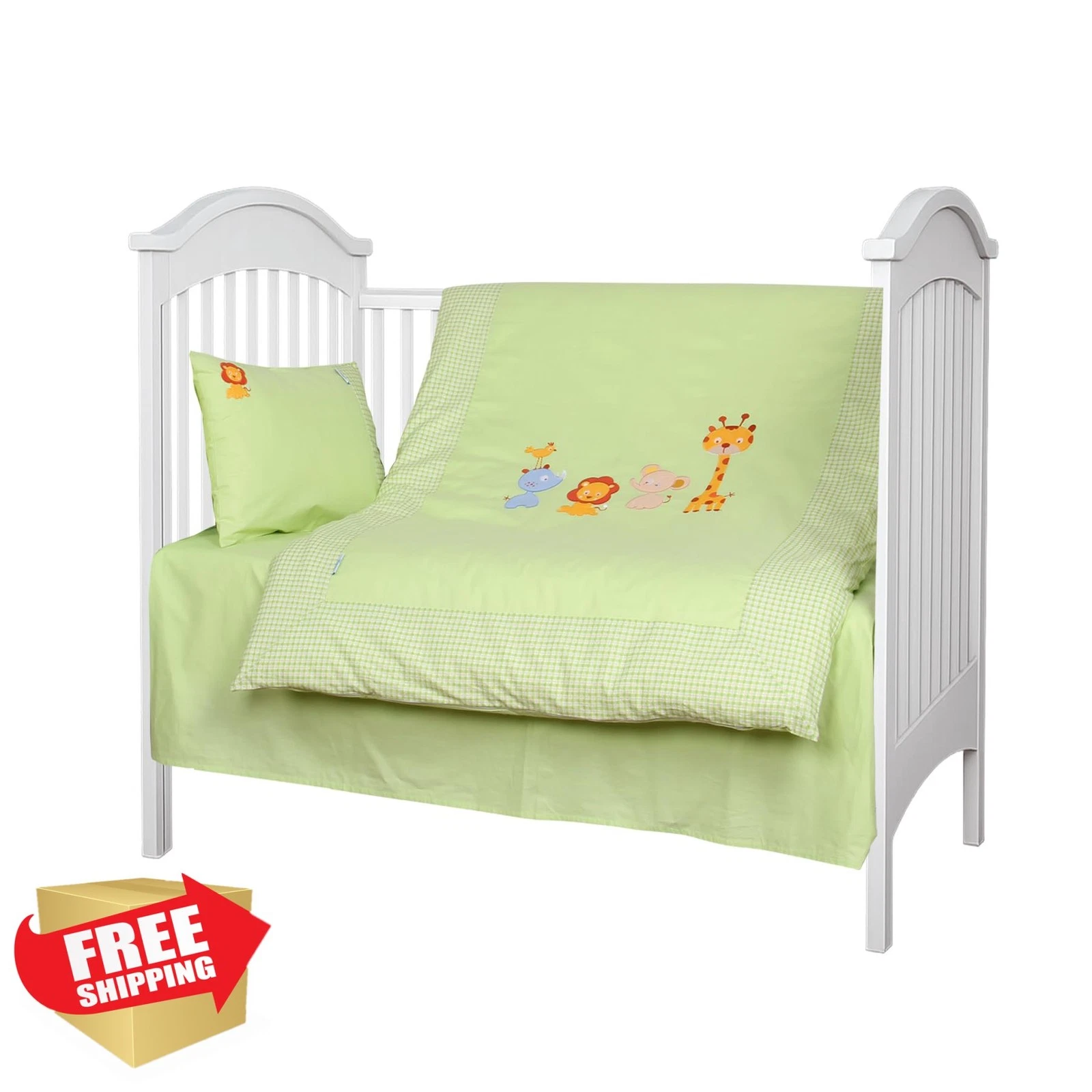 BLOOMSTAR Jungle Green 40X48 12X18 Cotton Crib Bedding Set