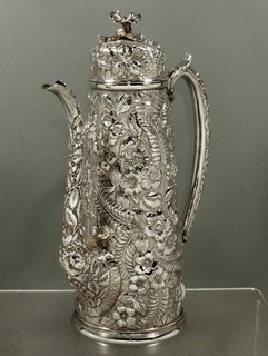 Whiting Sterling Silver Coffee Pot c1890 HAND DECORATED