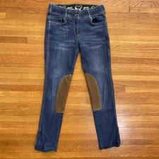 Goode Rider Riding Jeans Womens 28R Blue Denim Knee Patch Equestrian Breeches