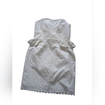 Lilly Pulitzer White Eyelet Ruffle Sleeveless Bridal Mini Dress Size Medium