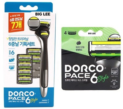 Dorco Pace 6 Blade Safety Trimmer Style 1 Razor Handle + 11 Refill Cartridges