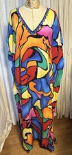 Fab Multi Color Long Beach+ Caftan One Sz Pre-owned