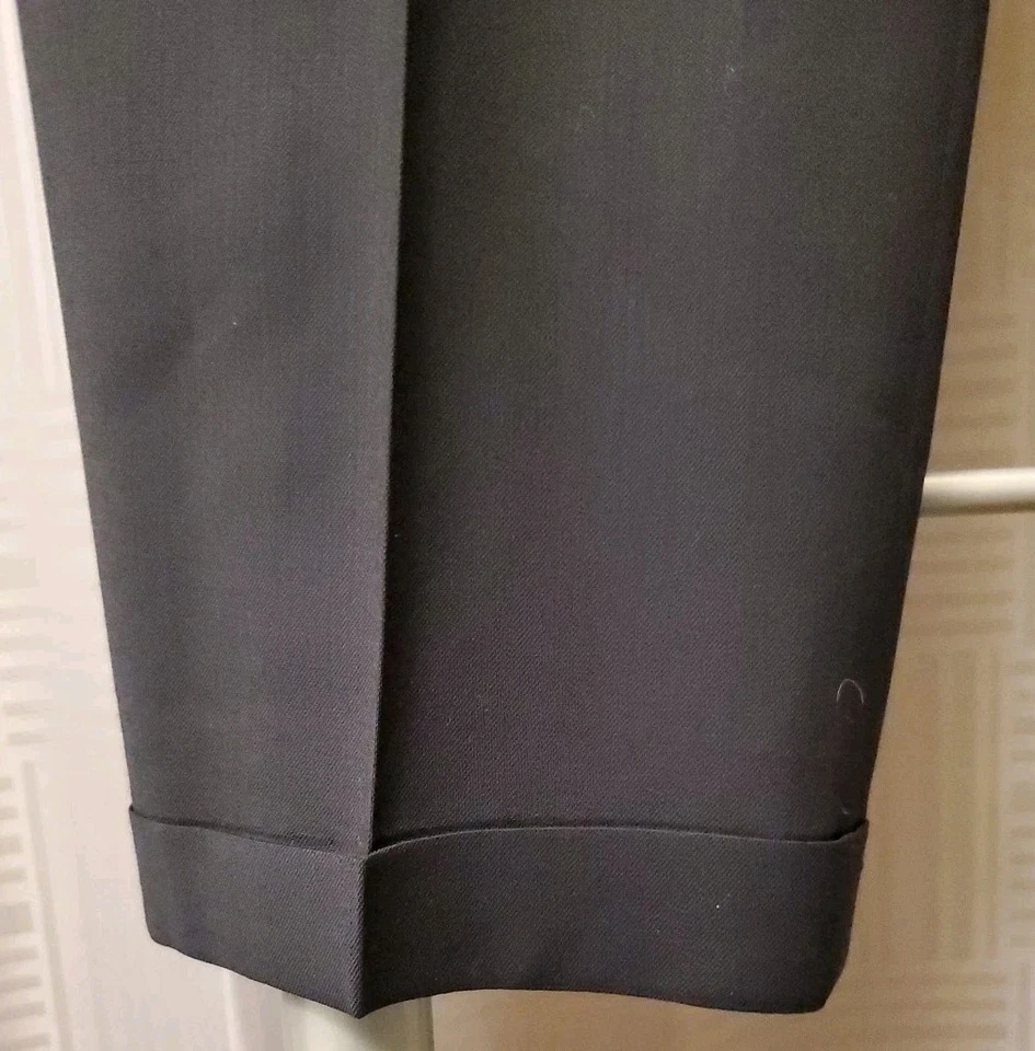 Linea Naturale Pants Men's 38 Black Straight Leg Pleated Front Cuffed Italy - Image 3 of 4