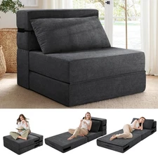 Convertible Foldable Sofa Bed Floor Couch Comfy Mattress w/Pillow for Small Spac