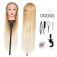 28" Mannequin Head Synthetic Hair Hairdresser Training Manikin Golden
