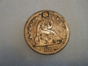 1857 Seated Liberty Quarter Love Token Lot # 1