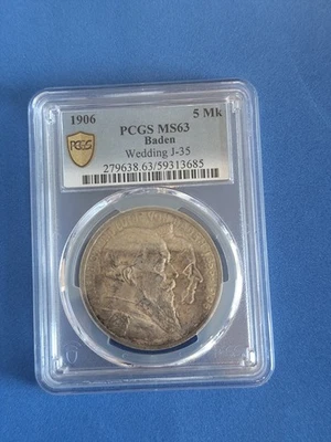 Fünf Mark Silver Baden. 1906. 5 Mark. - Bild 1 von 4