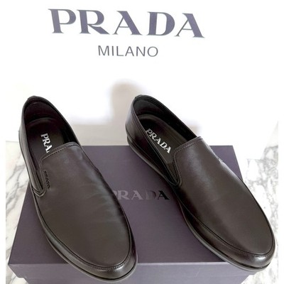 PRADA 4D3224 Black Soft Leather Loafers Shoes  - NEW - US 8 UK 7