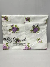 Vtg 70s Lady Pepperell Combed Percale Pillowcases 42x38” Purple Rose Duet