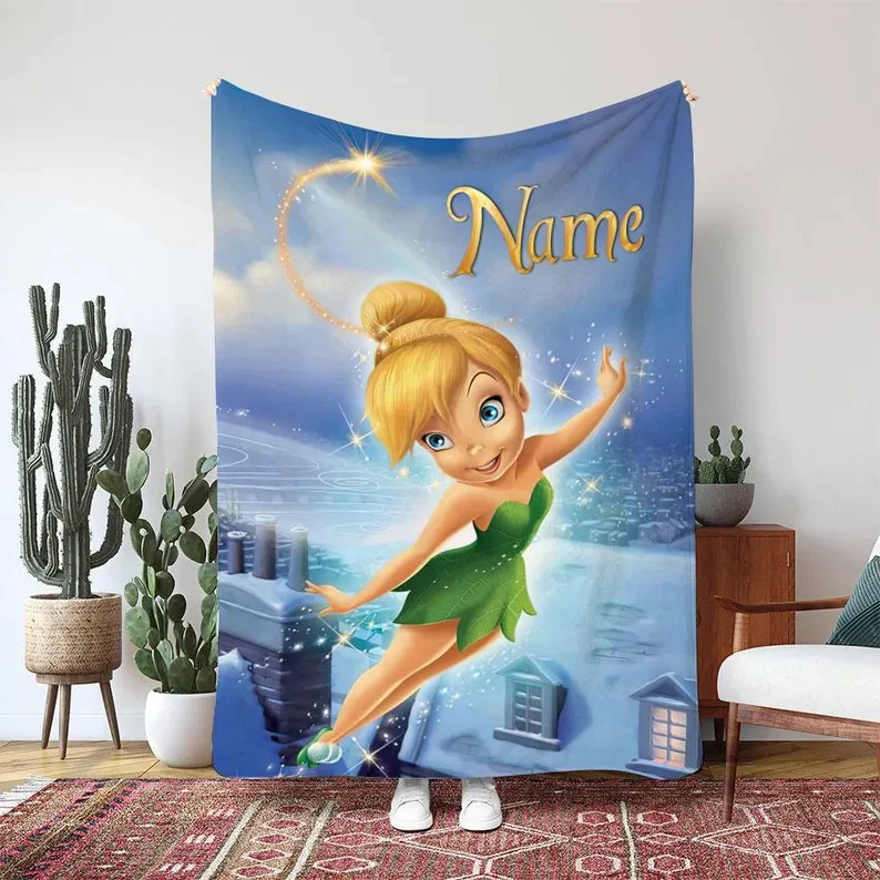 Disney Tinkerbell Fairies Blanket, Pixie Dust Magic Gift Custom Fleece Blanket