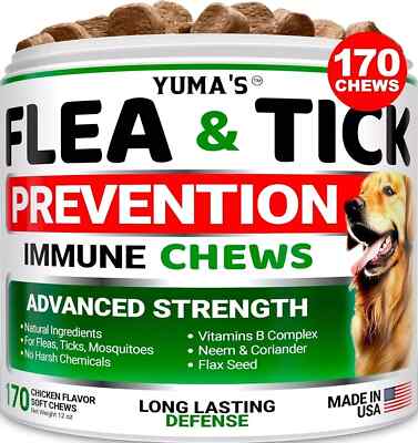 100% Natural Flea and Tick Prevention Chewable Pills for All Dogs, Made In USA