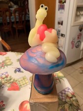 Vintage NORTHERN LIGHTS Candle Inchworm w Heart on Mushroom SIGNED BY ARTIST New