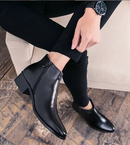 Botas al tobillo para hombre Prenda para el alto Puntera puntiaguda Tacón con cremallera Vestido Zapatos de negocios Nuevos | eBay