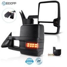 Pair Tow Mirrors For 88-98 Chevy Gmc Ck 1500 2500 3500 Power Black Signal Light