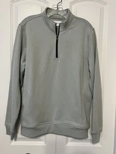 Melrose Place Sz. MED Montana Quarter Zip Sweatshirt  Pullover Cool Mist Blue