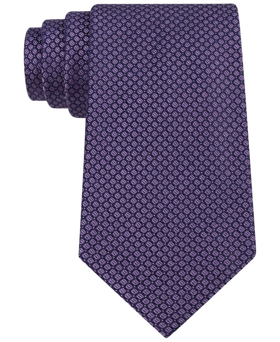 125 Calvin Klein Men Purple Micro Check Slim Necktie Silk Dress
