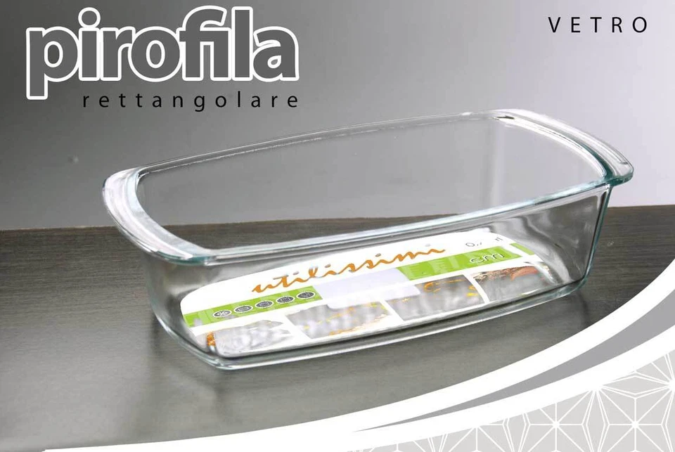 PIROFILA VETRO RETTANGOLARE TEGLIA FORNO ALTA ANTIADERENTE Lasagnera 24*13*7 cm - Immagine 2 di 4