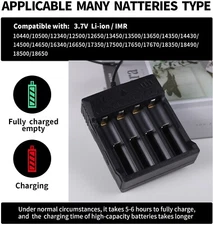 Universal USB Smart Charger 4 Slot for 3.7v Lithium Rechargeable Battery