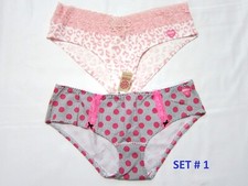 LOT VINTAGE VICTORIA SECRET PINK COTTON LOGO Extra Low Rise Hipster PANTY L SET