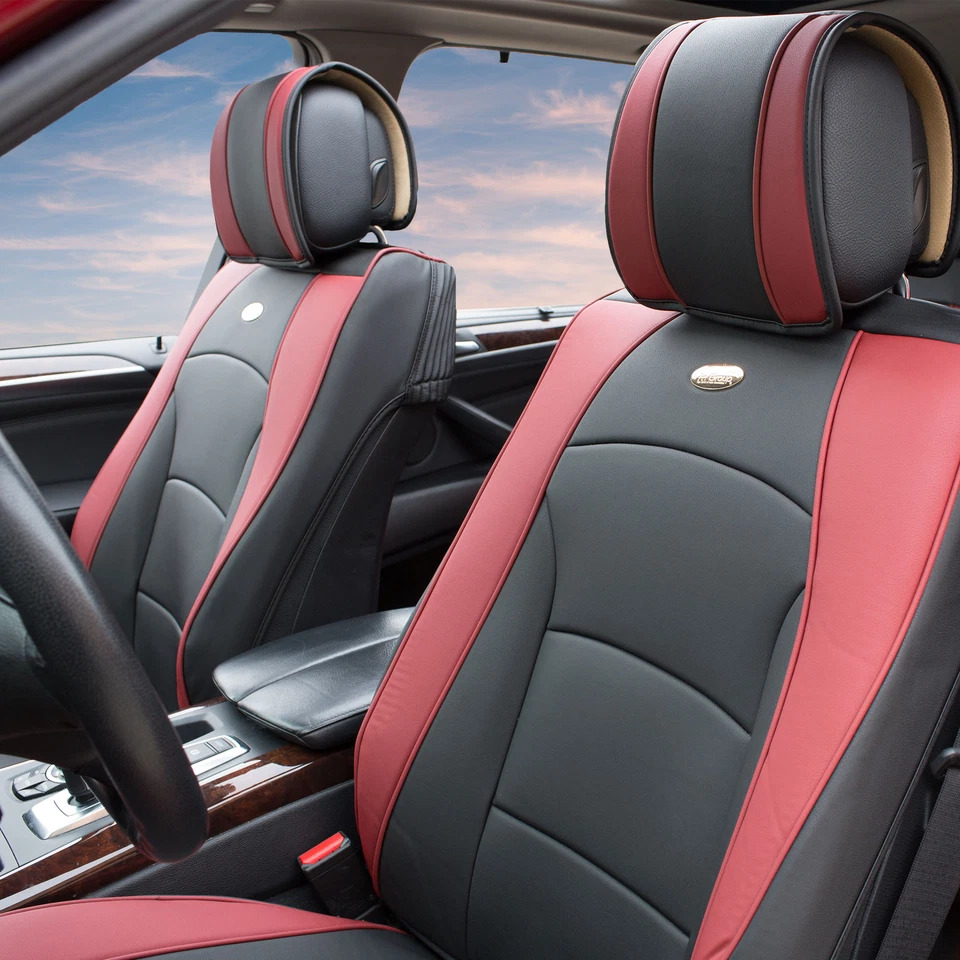 Fundas de asiento de auto de cuero PU de ajuste universal FH Group para camioneta SUV con cubierta de dirección Foto 3 de 4