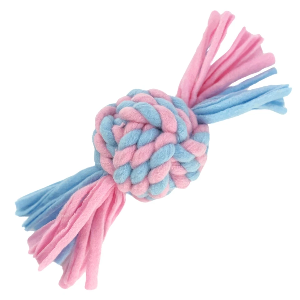 HugglePets Dog Toy Fleece Rope Super Soft Teeth Cleaning Log Tug Ball Knot Toys