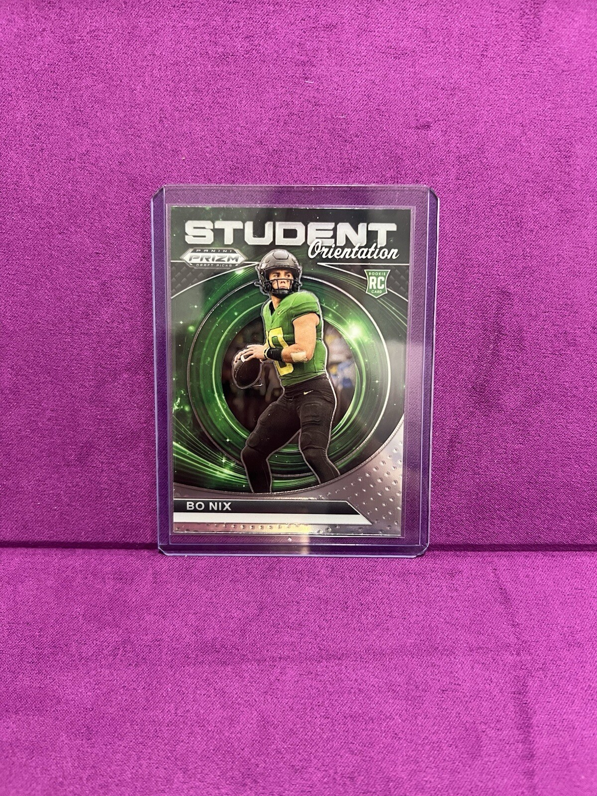 Bo Nix 2024 Prizm Draft Picks Student Orientation Green #SO-BN Rookie RC Broncos