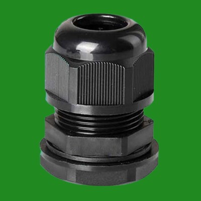 1x Black Cable Gland, Wire Stress Relief, Nylon M16 Thread, IP68