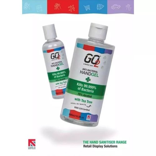 24X GO2 100ml Anti-Bacterial Sanitiser Tea Tree Hand Gel 70% Alcohol Travel UK - Picture 7 of 10