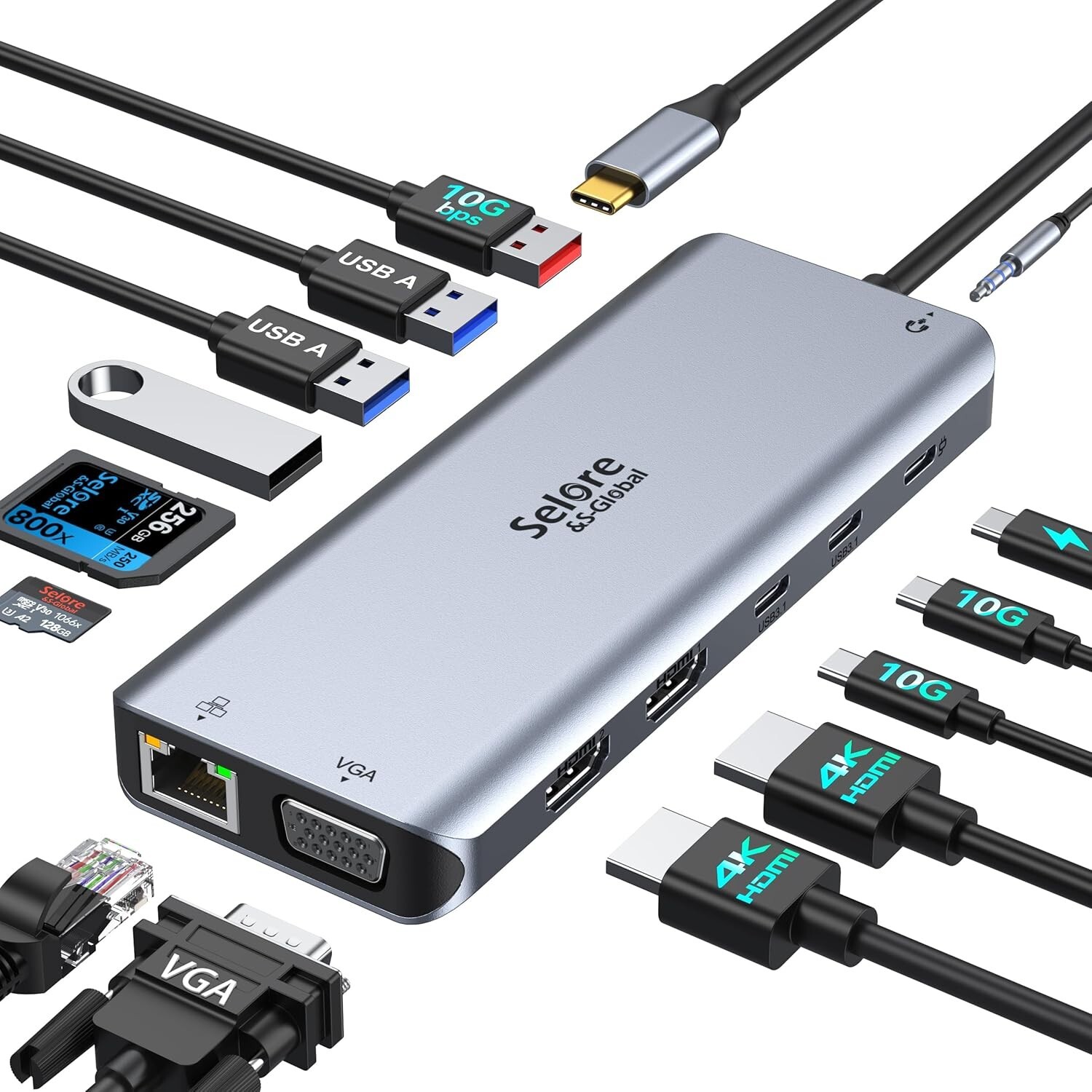 High-Speed 14 in 1 USB C Docking Station with Triple Display and SD Reader