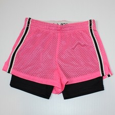 Justice Girl's Black  Pink Mesh Athletic Shorts in size 6