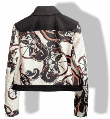 Hermes Women's B/W OUTDOOR Silk and Black Cotton Jeans Short