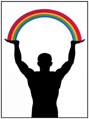 1948 Black man's shadow holds up rainbow quality Poster.Wall Decorative Art.