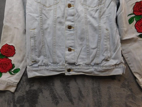 Brooklyn Cloth Denim Jacket Mens Medium Light Wash Tokyo Roses Embroidered image 5