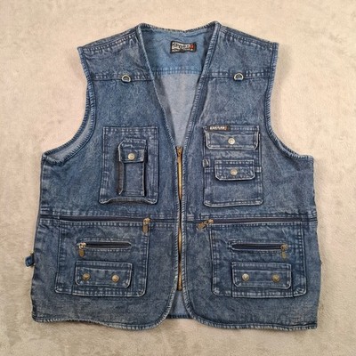 Sport 8 Weste Herren XL Blau Denim Utility Angelweste Vintage Weste Tech