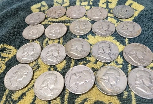 90% Junk Silver Franklin Half Dollar Lot $ 10 FV Less Then Melt 003