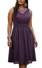 Azazie Sz 16 Women's Purple Chiffon Babydoll Flowy Romantic Bridesmaid Dress