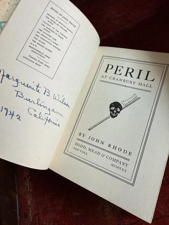 Peril at Cranbury Hall By John Rhode 1930 1st Edition Detective, Mystery - Image 4 of 4