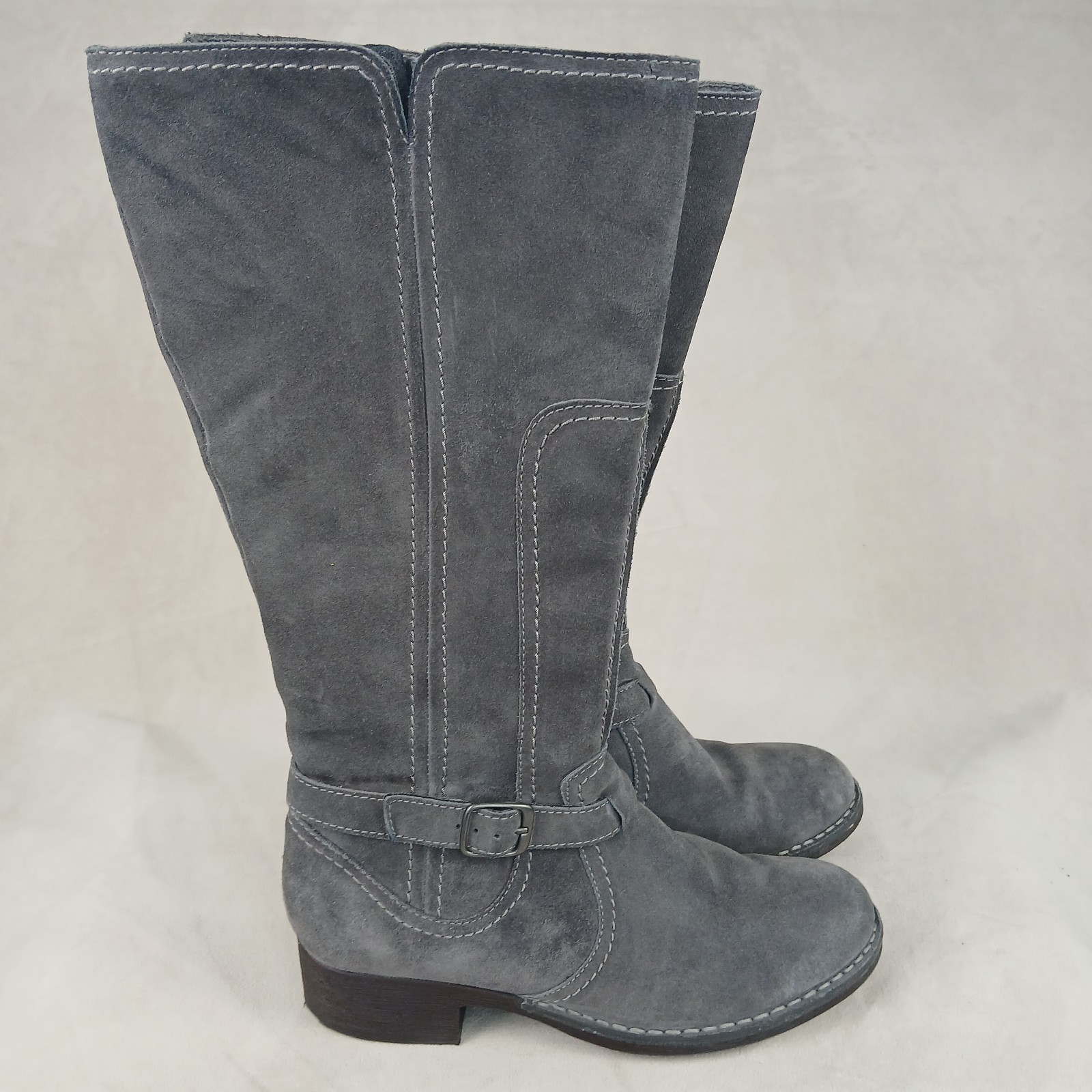 SAOLA Clarks Derby Palace 8 M scarpe donna stivali equitazione grigio scamosciato zip