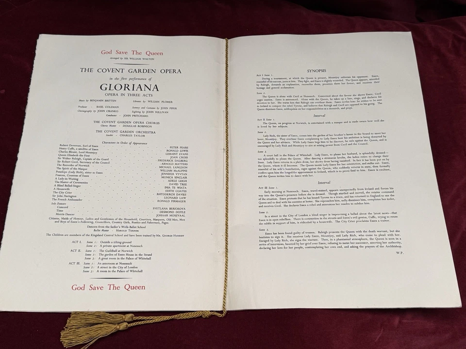 1953 Royal Opera House Gala Benjamin Britten Coronation Queen Elizabeth Unique - Image 4 of 4