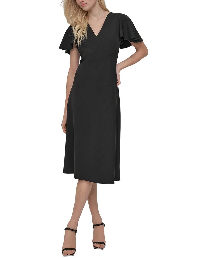 green emerald velvet dress DKNY Women's Knot Sleeve Fit and Flare Dress, Black, 8 : Buy Online at Best  Price in KSA main image 1