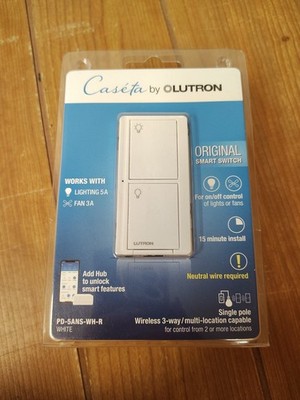 Lutron Caseta PD-5ANS-WH-R Original Smart Switch White New